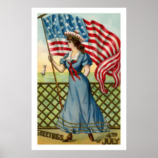 Vintage 4° de julho retro Poster