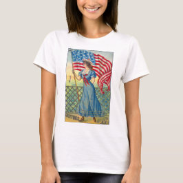 Vintage 4o da camiseta da mulher de julho