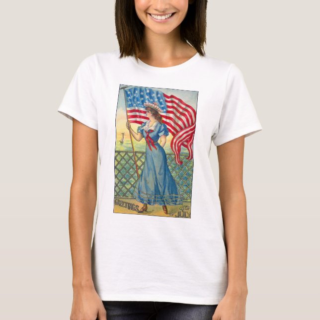 Vintage 4o da camiseta da mulher de julho (Frente)