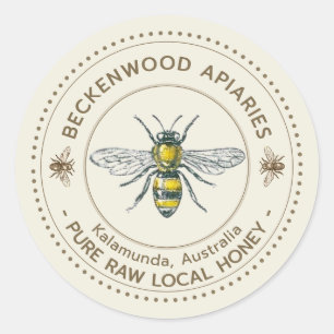 Vintage Abelhas de mel Etiqueta de mel Dotada Fron