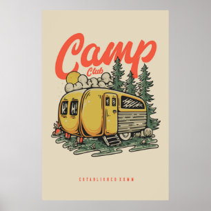 vintage acampando florestas poster