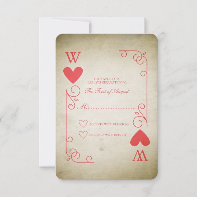 Vintage Ace of Hearding Wedding RSVP (Frente)