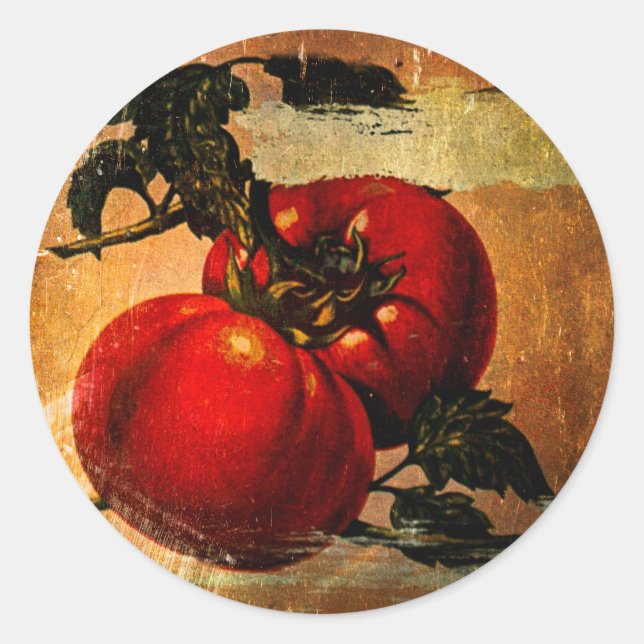 Vintage adesivo de tomate vermelho (Frente)