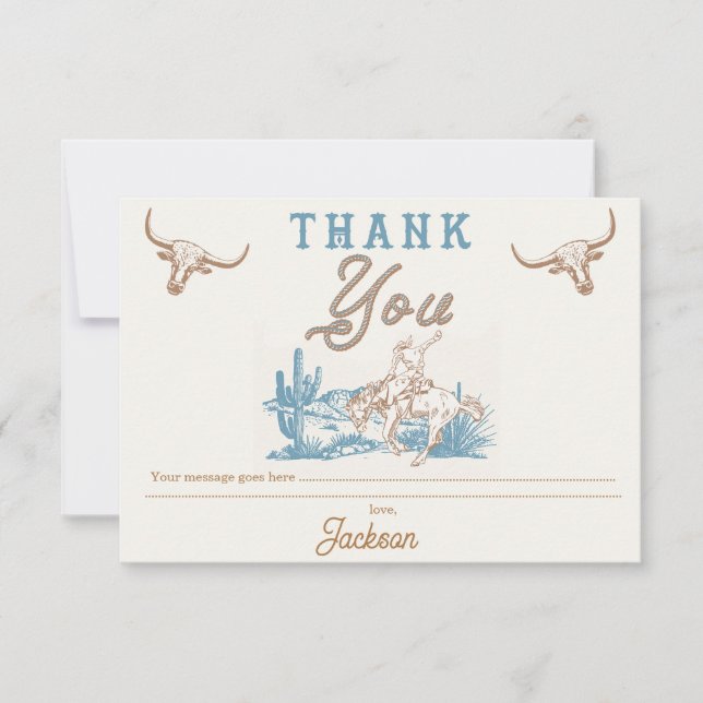 Vintage Agave Cartões de agradecimentos Verde Azul (Frente)