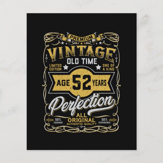 Vintage Aged 52 Anos Retro Bday 52nd Birthday (Frente)