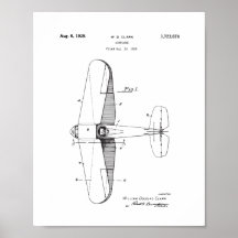 Vintage Airplane Patent Wall Art, Plane Poster