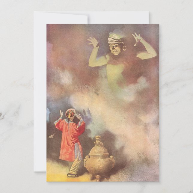 Vintage Aladdin e Genie do Convite à Lâmpada (Frente)