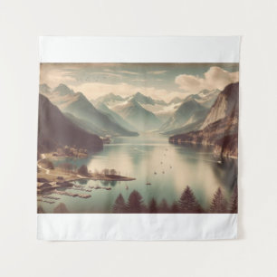 Vintage Alpina Landscape Tapeçaria