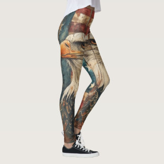 Vintage American Flag Bald Eagle Leggings - EUA
