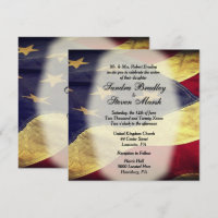 Vintage American Flag Wedings Convites