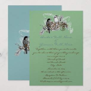 Vintage Amor Pássaros Convite De Casamento