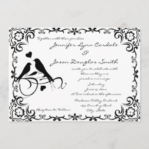 Vintage Amor Pássaros Deslocam Quadro Convite De 