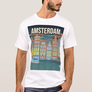 Vintage Amsterdam Poster de viagens T-Shirt Night