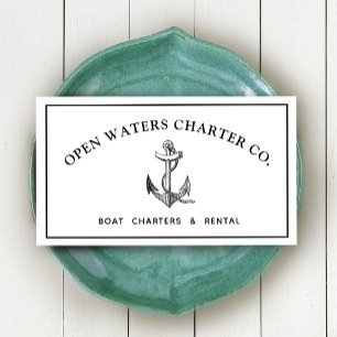 Vintage Anchor Marina White Cartão de visita