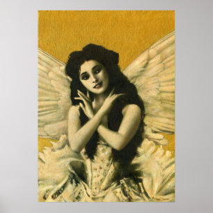 Vintage Angel No Dourado Impressão