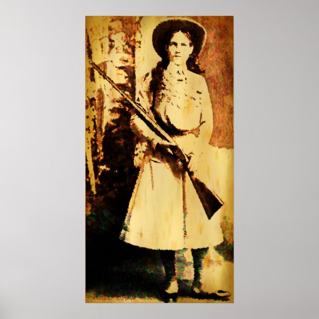 Vintage Annie Oakley Oil Grunge Poster (Frente)