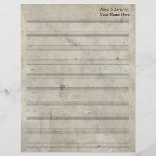 Vintage Antiga Folha de Vazios Manchada Música 10