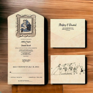 Vintage Antiga Proposta Rustic Retro Casamento
