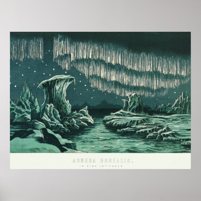 Vintage Antique Aurora Borealis Poster (Frente)