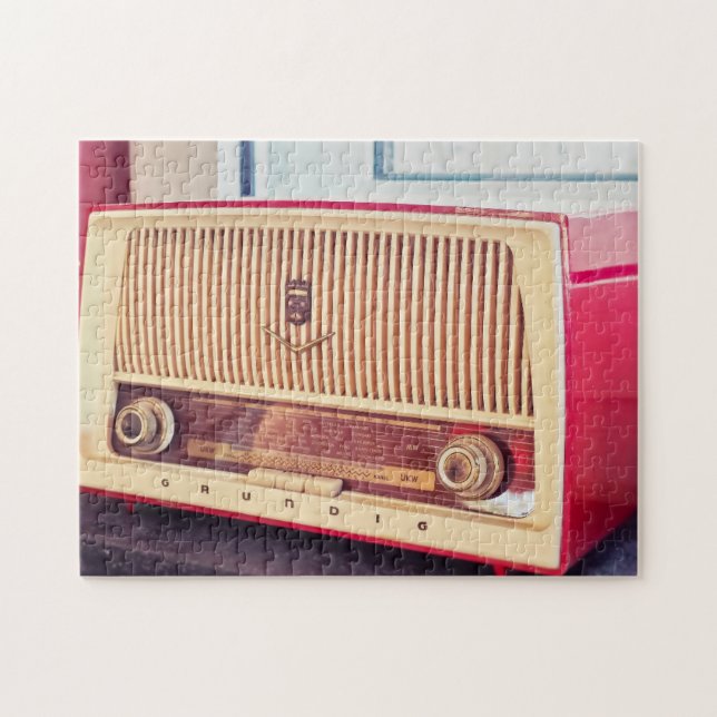 VINTAGE ANTIQUE PINK RADIO JIGSAW QUEBRA-CABEÇA (Horizontal)