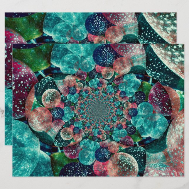 Vintage Antique Turquoise Azul Teal Balões Retroat (Frente/Verso)