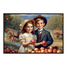 Vintage Apple Harvest Children Poster