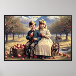 Vintage Apple Harvest Children Poster