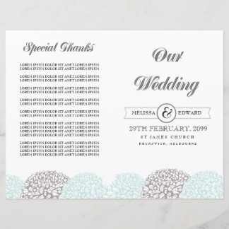 Vintage Aqua Flowers Booklet do Programa de Casame