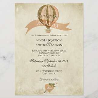 Vintage Ar Quente - Convite Para Casamento De Balõ