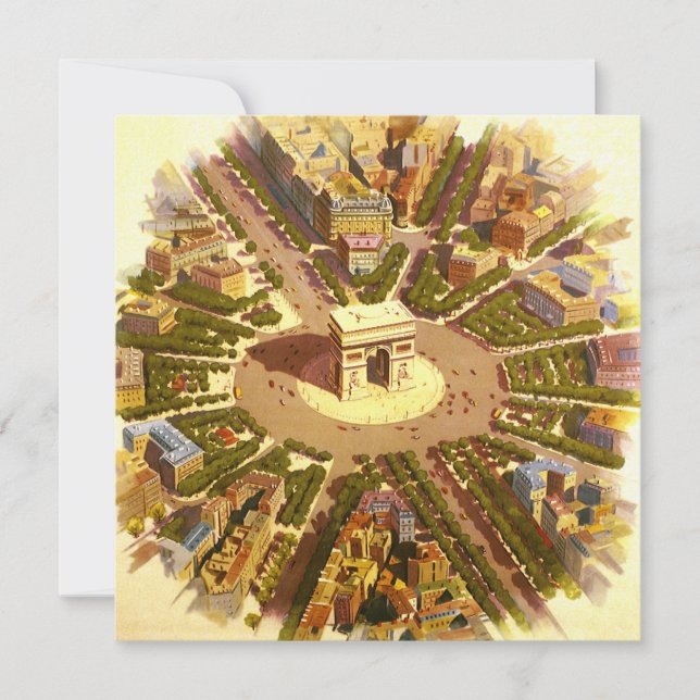 Vintage Arc de Triomphe, Paris, França, Viagem Art (Frente)