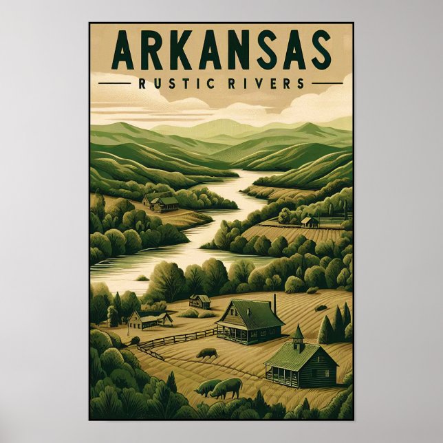 Vintage Arkansas Rustic Rivers Poster (Frente)
