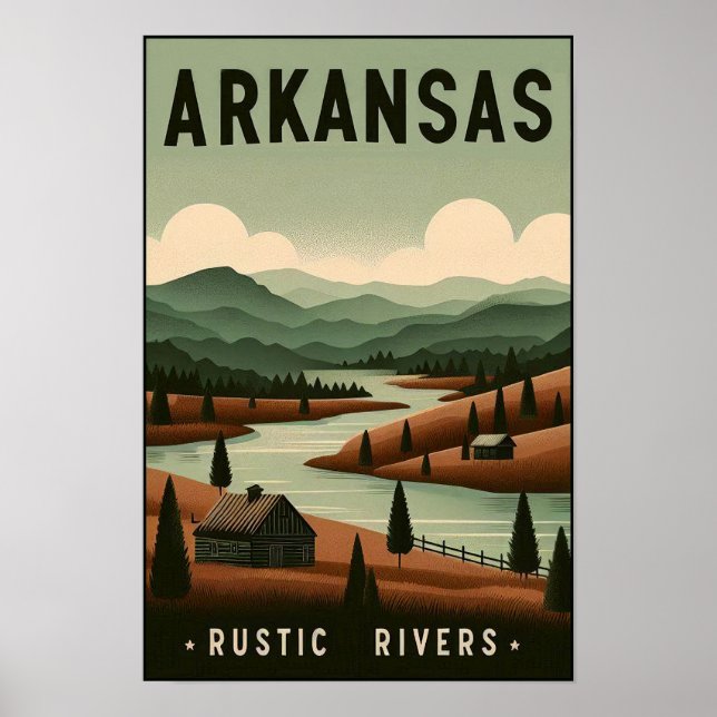 Vintage Arkansas Rustic Rivers Poster (Frente)