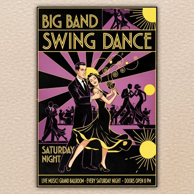 Vintage Art Deco 1940 Swing Dance Poster (Criador carregado)