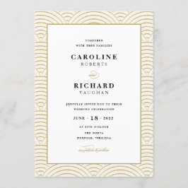 Vintage Art Deco Casamento Convite Ivory Dourado