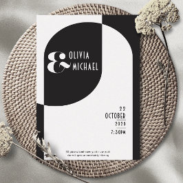 Vintage Art Deco Casamento White Black Convite