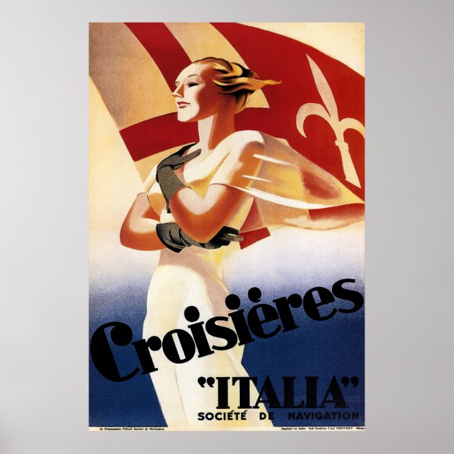Vintage Art Deco Cruises Advertisement Poster (Frente)