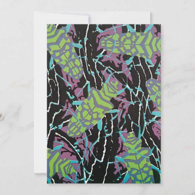 Vintage Art Deco Jazz Pochoir Beetles em Jardim (Frente)