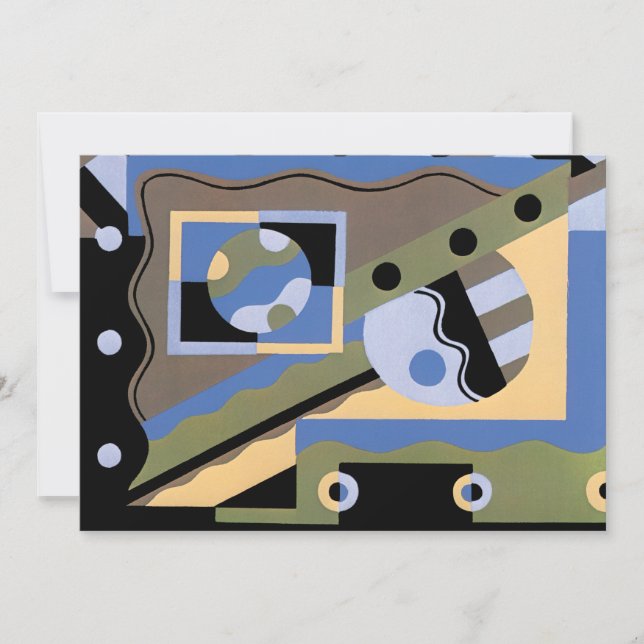 Vintage Art Deco Pochoir Jazz Cubism Patterno (Frente)