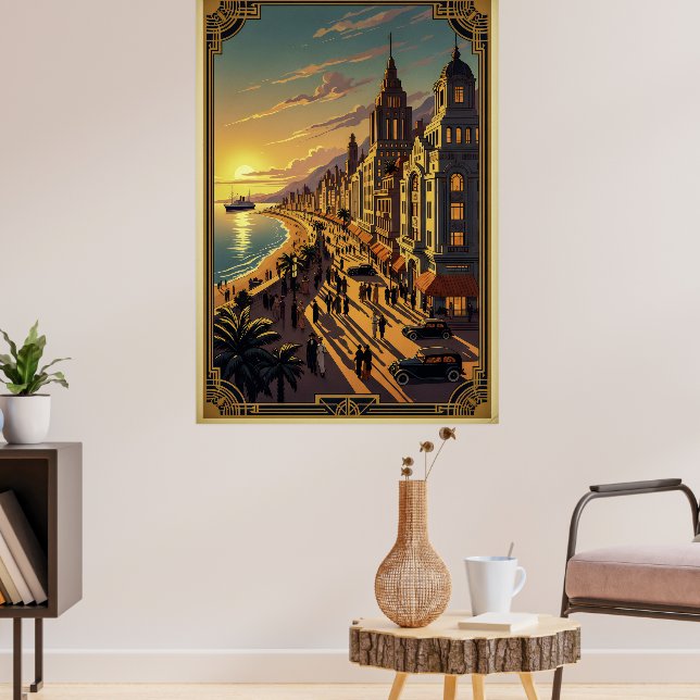 Vintage Art Deco Poster da paisagem urbana (Sala de Estar 3)