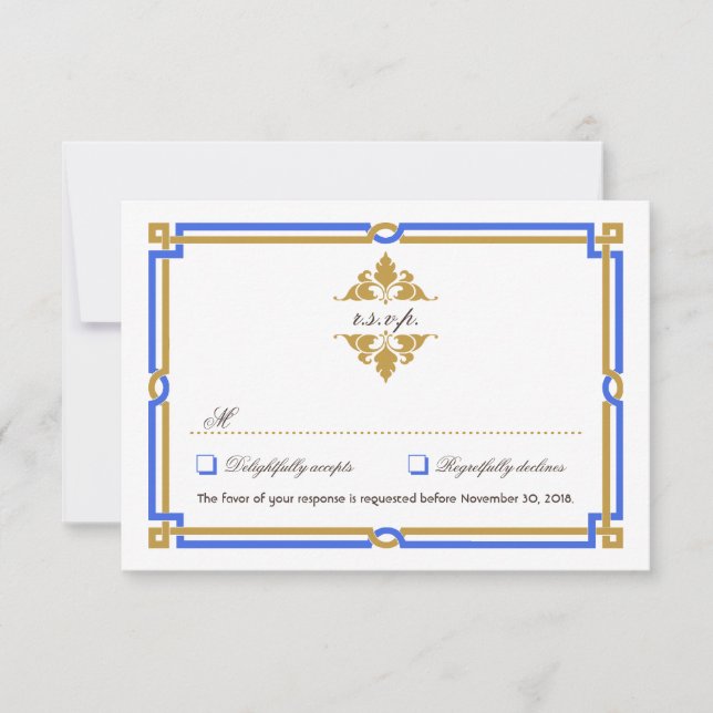 Vintage Art Deco Sapphire e RSVP Dourado (Frente)