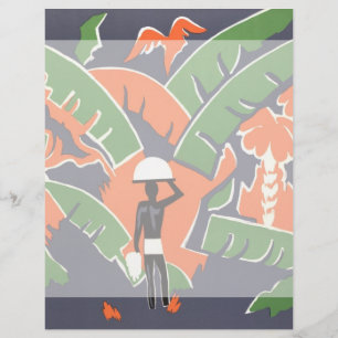 Vintage Art Deco Viagem, Nativo na Selva Africana