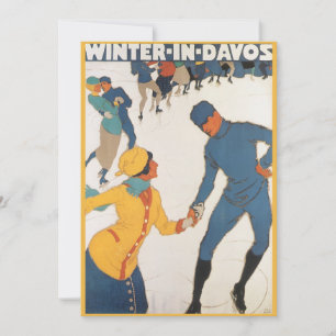 Vintage Art Deco Viagem Winter in Davos Convite