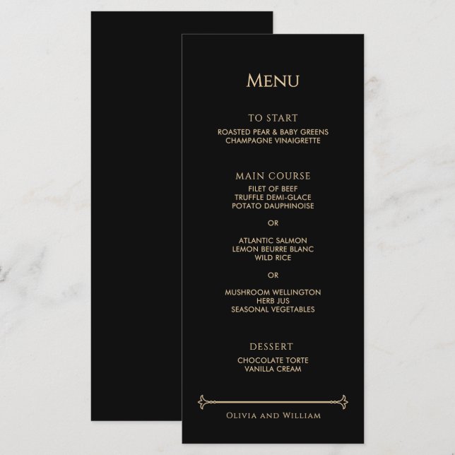 Vintage Art Deco Wedding Menu (Frente/Verso)
