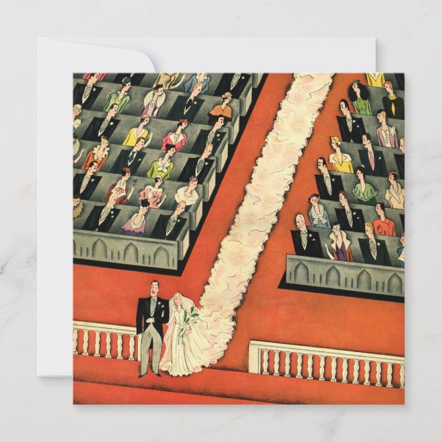 Vintage Art Deco Wedding, Noiva Convite (Frente)