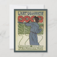 Vintage Art Nouveau, Artista Pintando Flores De Pa