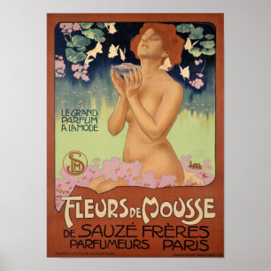Vintage Art-Nouveau França Paris Perfume Ad Poster