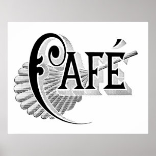 Vintage Art Nouveau French Chic Café Logo Poster