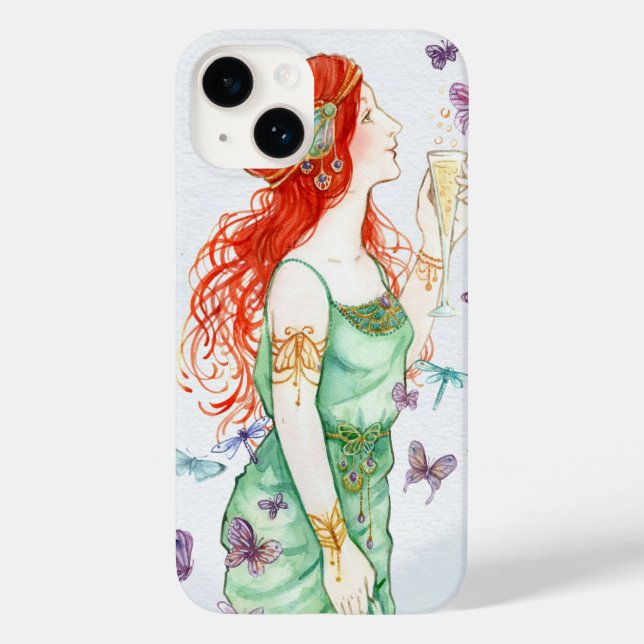 Vintage Art Nouveau Lady Champagne Festa Horário (Verso)