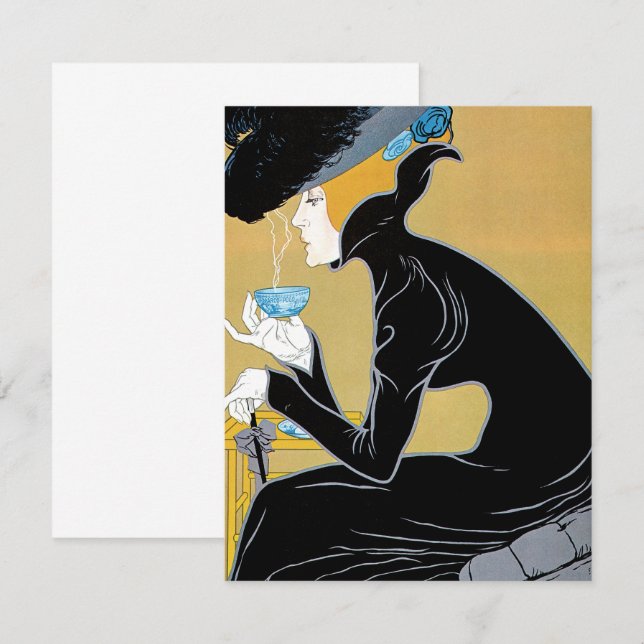 Vintage Art Nouveau, Marco Polo Chá Convite (Frente/Verso)