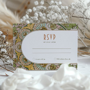 Vintage Art Nouveau Mucha Style Casamento Cartão R